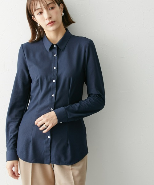 slattgir（スラットジール）の「高身長　オフィスに最適　カットソー長袖シャツ　（トールサイズ）（シャツ/ブラウス・レディース・オフホワイト/ネイビー/ネイビー×ホワイト・M/L/LL/3L/4L/5L）」の12枚目の写真