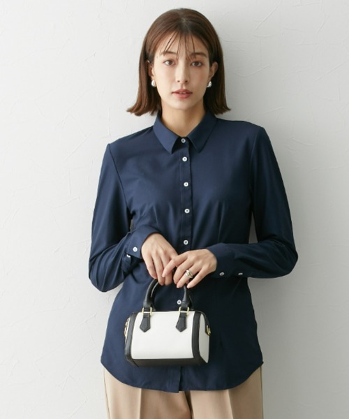 slattgir（スラットジール）の「高身長　オフィスに最適　カットソー長袖シャツ　（トールサイズ）（シャツ/ブラウス・レディース・オフホワイト/ネイビー/ネイビー×ホワイト・M/L/LL/3L/4L/5L）」の22枚目の写真