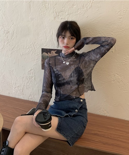HALEY PESCA（ヘーリーペスカ）の「HALEY PESCA/ミニ丈 シースルーカットソー（Tシャツ/カットソー・レディース・ブラック系その他2/ブラック系その他・FREE）」の15枚目の写真