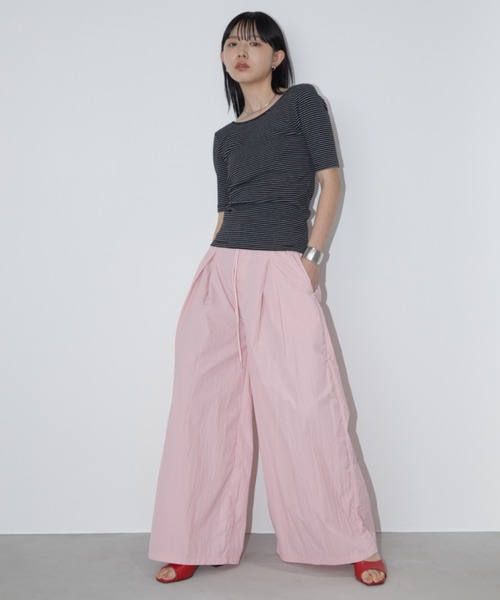 Aunt Marie's（アントマリーズ）の「ナイロンボックスタックワイドパンツ（その他パンツ・レディース・ピンク/ブラック・MT/FREE）」の7枚目の写真