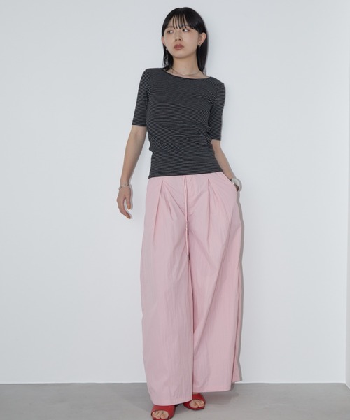 Aunt Marie's（アントマリーズ）の「ナイロンボックスタックワイドパンツ（その他パンツ・レディース・ピンク/ブラック・MT/FREE）」の8枚目の写真