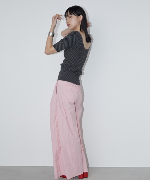 Aunt Marie's（アントマリーズ）の「ナイロンボックスタックワイドパンツ（その他パンツ・レディース・ピンク/ブラック・MT/FREE）」の9枚目の写真