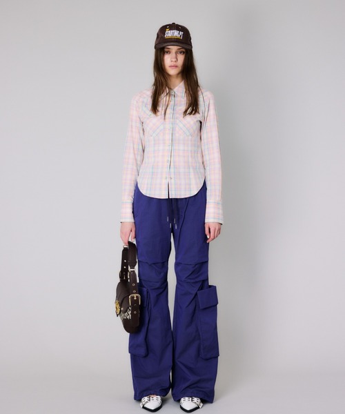 SLY(スライ)の「SHINY LINE CHECK SH シャイニー ライン チェック シャツ(シャツ/ブラウス・レディース・ブルー系その他/ピンク系その他・FREE)」の14枚目の写真