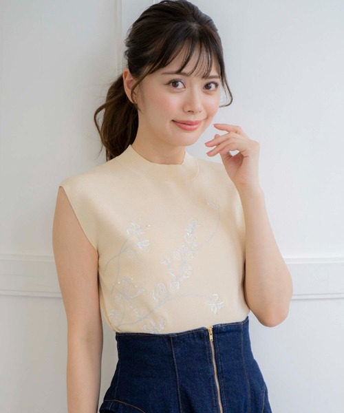 ☆新品未使用☆ ノエラ Noela 刺繍ニット トップス ニット  グリーン ノエラ NOELA 刺繍ニット （ライトグリーン） - ファッション通販