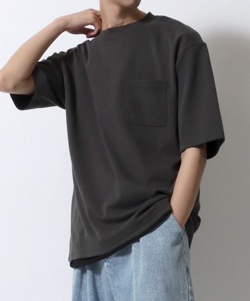 SITRY(シトリー)の「High Function T-shirt/接触冷感 UVカット デオドラント オーバーサイズ 半袖Tシャツ(Tシャツ/カットソー・メンズ・サックスブルー/アッシュグレー/ブルーパープル/ホワイト/ブルーグリーン/スミクロ/ベージュ/ネイビー/ブラック/グリーン/ブルー/イエロー/グレイッシュベージュ/ダークネイビー/ラベンダー・M/L/LL)」の21枚目の写真