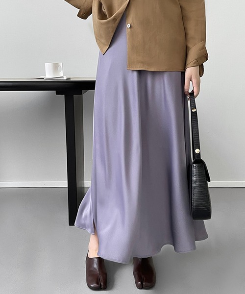 aimoha(アイモハ)の「フェミニンサテンロング丈スカート(スカート・レディース・ブラック/ベージュ/パープル・MEDIUM/LARGE)」の21枚目の写真
