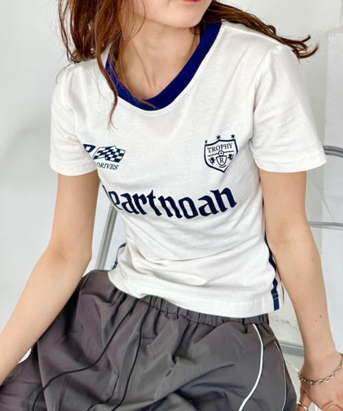 CLEA(クレア)の「スポーツゲームロゴ コンパクト半袖チビT(Tシャツ/カットソー・レディース・ホワイト・M)」の7枚目の写真