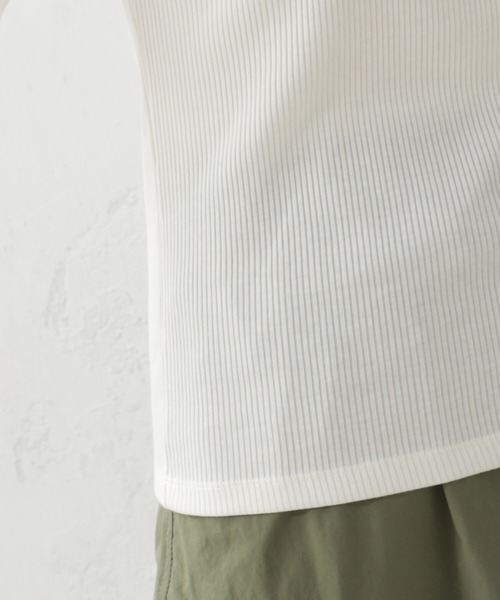 FOUND GOOD(ファウンドグッド)の「すっきりシルエットリブ5分袖Tシャツ(Tシャツ/カットソー・レディース・ブラック/ホワイト系5/グレー系/グリーン系8/オレンジ系5・S/M/L)」の7枚目の写真