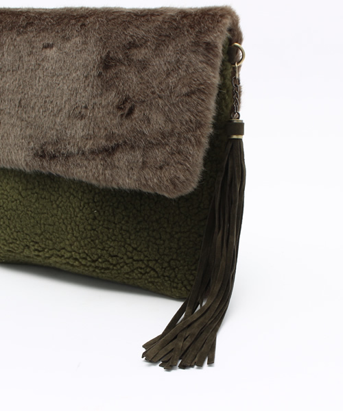 ROSE BUD（ローズバッド）の「(LL ACCESSORIES)フリンジ付きクラッチバッグ（クラッチバッグ・レディース・ライトブラウン/ベージュ/グリーン・ONE SIZE）」の11枚目の写真