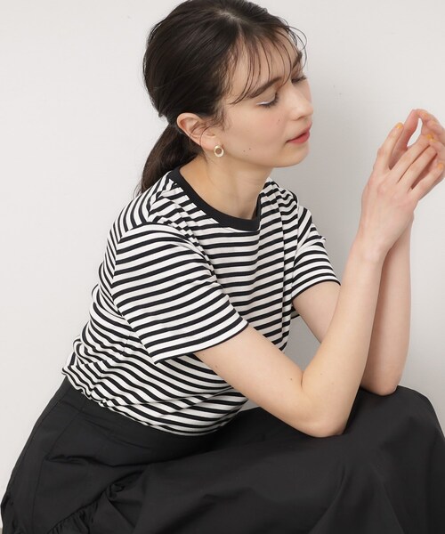 OPAQUE.CLIP（オペークドットクリップ）の「◆フライスコットンベーシックTシャツ（Tシャツ/カットソー・レディース・ブラック/ホワイト/ホワイト系3/ピンク系1/ネイビー・40/38/36）」の2枚目の写真