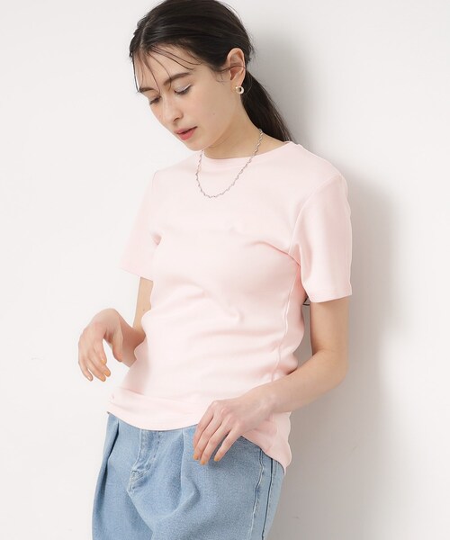 OPAQUE.CLIP（オペークドットクリップ）の「◆フライスコットンベーシックTシャツ（Tシャツ/カットソー・レディース・ブラック/ホワイト/ホワイト系3/ピンク系1/ネイビー・40/38/36）」の5枚目の写真