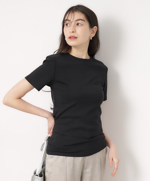 OPAQUE.CLIP（オペークドットクリップ）の「◆フライスコットンベーシックTシャツ（Tシャツ/カットソー・レディース・ブラック/ホワイト/ホワイト系3/ピンク系1/ネイビー・40/38/36）」の3枚目の写真