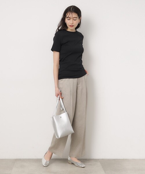 OPAQUE.CLIP（オペークドットクリップ）の「◆フライスコットンベーシックTシャツ（Tシャツ/カットソー・レディース・ブラック/ホワイト/ホワイト系3/ピンク系1/ネイビー・40/38/36）」の11枚目の写真