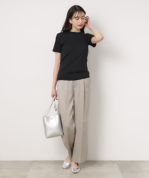 OPAQUE.CLIP（オペークドットクリップ）の「◆フライスコットンベーシックTシャツ（Tシャツ/カットソー・レディース・ブラック/ホワイト/ホワイト系3/ピンク系1/ネイビー・40/38/36）」の12枚目の写真