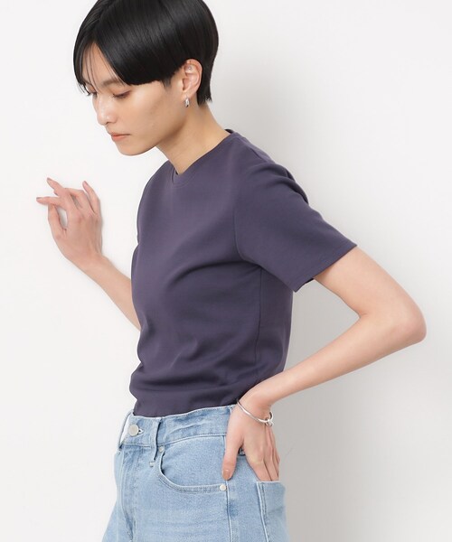 OPAQUE.CLIP（オペークドットクリップ）の「◆フライスコットンベーシックTシャツ（Tシャツ/カットソー・レディース・ブラック/ホワイト/ホワイト系3/ピンク系1/ネイビー・40/38/36）」の14枚目の写真