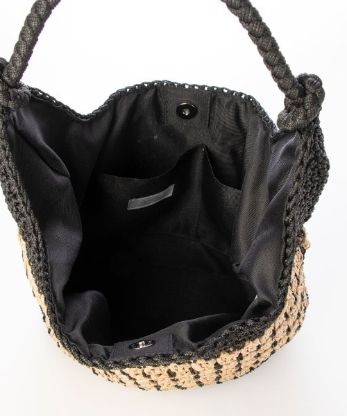 cache cache(カシュ カシュ)の「カシュカシュ cachecache / コンビ編みワンハンドルトート(かごバッグ・レディース・ベージュ系その他/ブラック・FREE)」の5枚目の写真