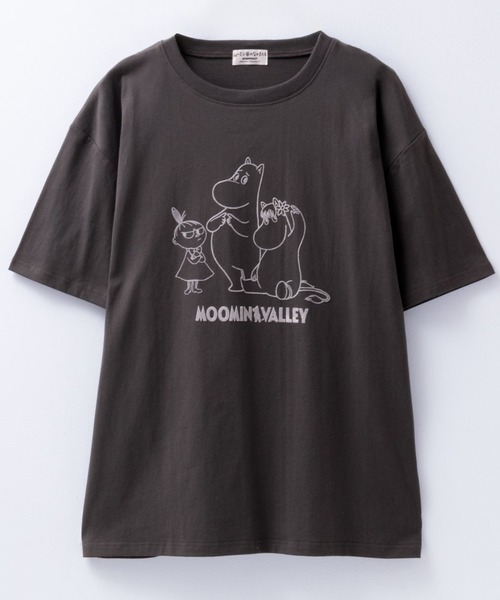 Mac-House(マックハウス)の「ムーミン谷のなかまたち プリントTシャツ 綿100%(Tシャツ/カットソー・レディース・チャコールグレー/ミント・フリー)」の3枚目の写真
