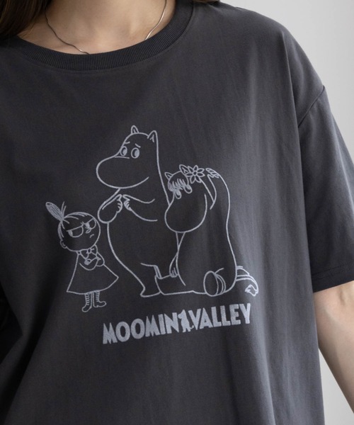 Mac-House(マックハウス)の「ムーミン谷のなかまたち プリントTシャツ 綿100%(Tシャツ/カットソー・レディース・チャコールグレー/ミント・フリー)」の8枚目の写真
