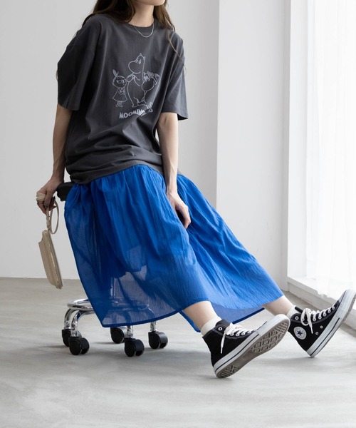 Mac-House(マックハウス)の「ムーミン谷のなかまたち プリントTシャツ 綿100%(Tシャツ/カットソー・レディース・チャコールグレー/ミント・フリー)」の10枚目の写真
