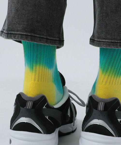 BAYFLOW（ベイフロー）の「ショートタイダイクルーソックス（ソックス/靴下・メンズ・グリーン/ブルー/グレー・FREE）」の2枚目の写真