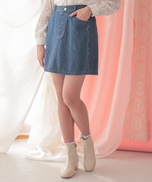 Amourire girl（アムリールガール）の「刺繍デニムスカートパンツ(130㎝～160㎝)（スカート・キッズ）」