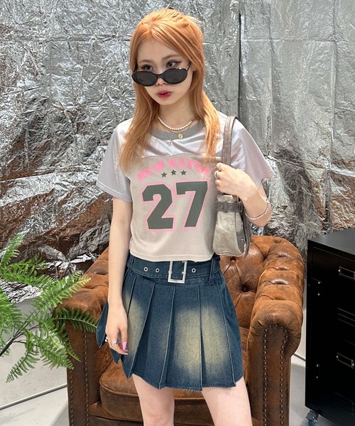 sedacle girl(セダクルガール)の「ベルト付きカコウデニムプリーツスカート(スカート・レディース・ブラック/ブルー・MEDIUM/SMALL)」の16枚目の写真