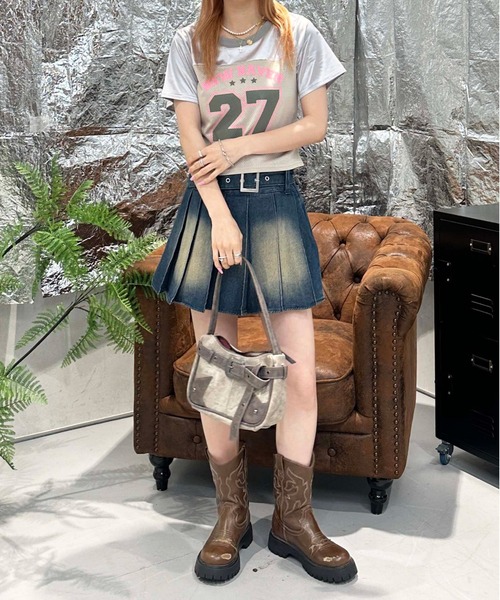 sedacle girl(セダクルガール)の「ベルト付きカコウデニムプリーツスカート(スカート・レディース・ブラック/ブルー・MEDIUM/SMALL)」の18枚目の写真