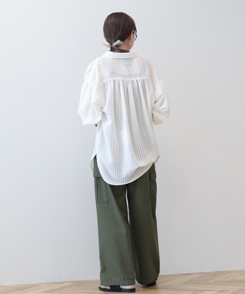 AMERICAN HOLIC(アメリカンホリック)の「ドビーストライプシャツ(シャツ/ブラウス・レディース・ブラック/アイボリー・L/M)」の5枚目の写真