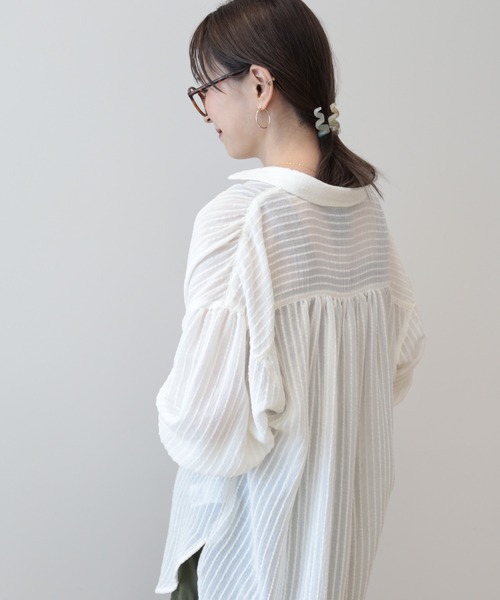 AMERICAN HOLIC(アメリカンホリック)の「ドビーストライプシャツ(シャツ/ブラウス・レディース・ブラック/アイボリー・L/M)」の9枚目の写真