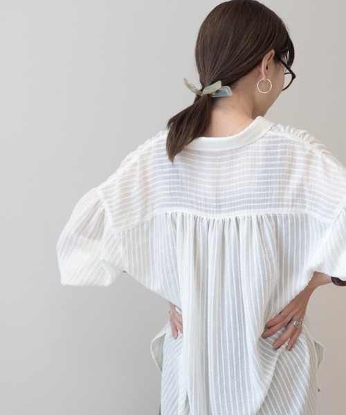 AMERICAN HOLIC(アメリカンホリック)の「ドビーストライプシャツ(シャツ/ブラウス・レディース・ブラック/アイボリー・L/M)」の10枚目の写真