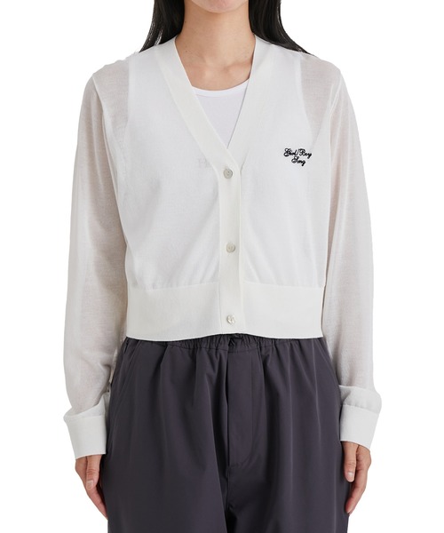 bonjour records（ボンジュールレコーズ）の「【bonjour records/ボンジュールレコード】 Original Light Sheer Cardigan "Girl/Boy Song" オリジナルライトシアーカーディガン（カーディガン/ボレロ・レディース・ホワイト/ブルー・S/M）」の2枚目の写真