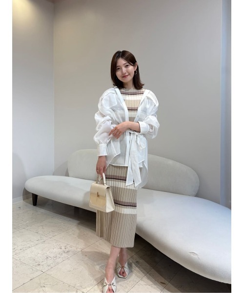 Cotton Striped Ribbed Knit Dress（ワンピース）｜Her lip to