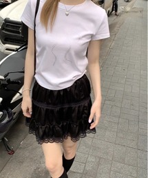 【LAMPOON】ラインストーンリボンミニTシャツ