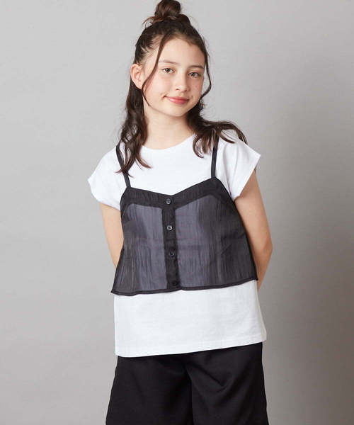 a.v.v（アーヴェヴェ）の「[140-150]シアーキャミドッキングＴシャツ（Tシャツ/カットソー・キッズ・ブラック/オレンジ/ダークインディゴブルー・140/150）」の22枚目の写真