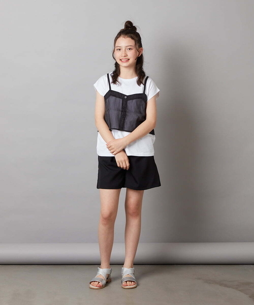 a.v.v（アーヴェヴェ）の「[140-150]シアーキャミドッキングＴシャツ（Tシャツ/カットソー・キッズ・ブラック/オレンジ/ダークインディゴブルー・140/150）」の20枚目の写真