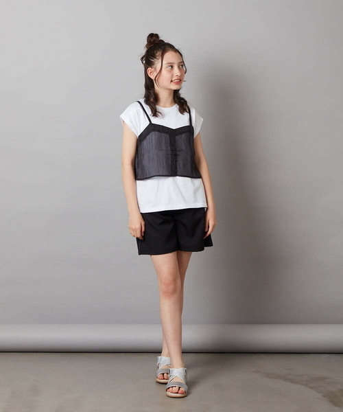 a.v.v（アーヴェヴェ）の「[140-150]シアーキャミドッキングＴシャツ（Tシャツ/カットソー・キッズ・ブラック/オレンジ/ダークインディゴブルー・140/150）」の19枚目の写真