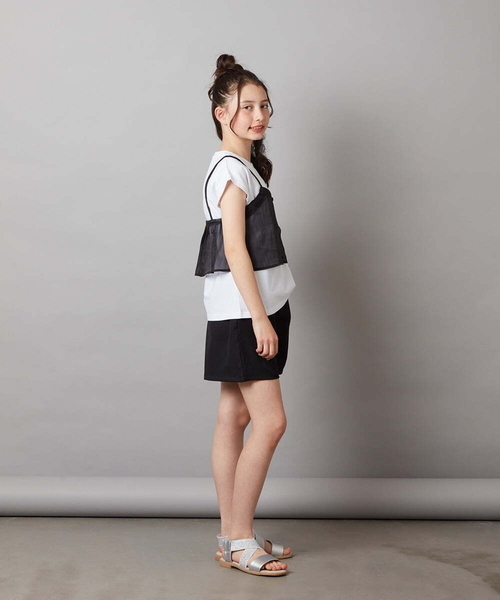 a.v.v（アーヴェヴェ）の「[140-150]シアーキャミドッキングＴシャツ（Tシャツ/カットソー・キッズ・ブラック/オレンジ/ダークインディゴブルー・140/150）」の16枚目の写真