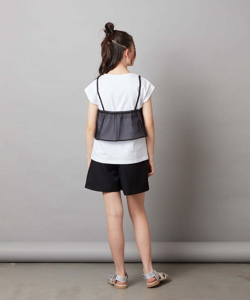 a.v.v（アーヴェヴェ）の「[140-150]シアーキャミドッキングＴシャツ（Tシャツ/カットソー・キッズ・ブラック/オレンジ/ダークインディゴブルー・140/150）」の15枚目の写真