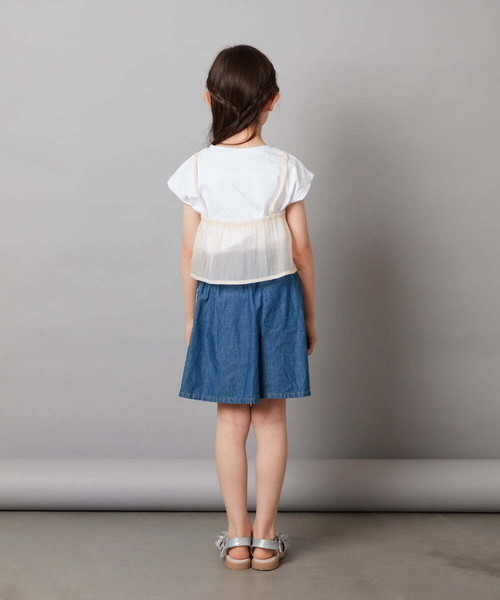 a.v.v（アーヴェヴェ）の「[140-150]シアーキャミドッキングＴシャツ（Tシャツ/カットソー・キッズ・ブラック/オレンジ/ダークインディゴブルー・140/150）」の6枚目の写真