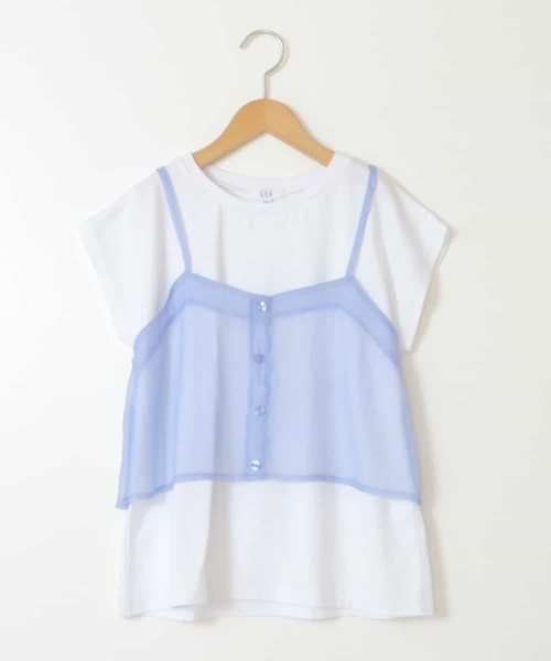 a.v.v（アーヴェヴェ）の「[140-150]シアーキャミドッキングＴシャツ（Tシャツ/カットソー・キッズ・ブラック/オレンジ/ダークインディゴブルー・140/150）」の5枚目の写真