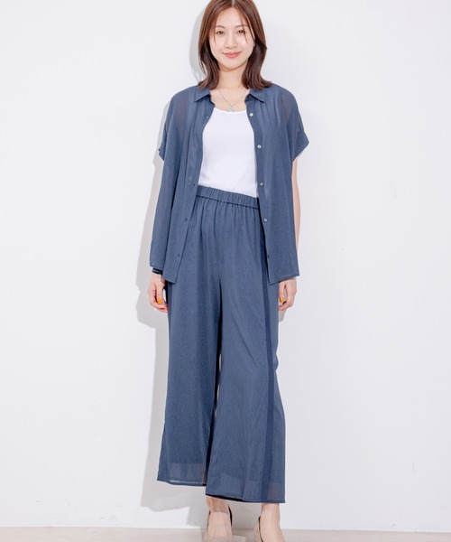 Jayro(ジャイロ)の「麻調シアーネックVギャザーブラウス(シャツ/ブラウス・レディース・レッド/ホワイト系その他/ネイビー・FREE)」の9枚目の写真