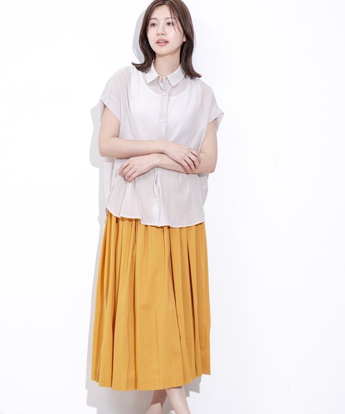 Jayro(ジャイロ)の「麻調シアーネックVギャザーブラウス(シャツ/ブラウス・レディース・レッド/ホワイト系その他/ネイビー・FREE)」の10枚目の写真
