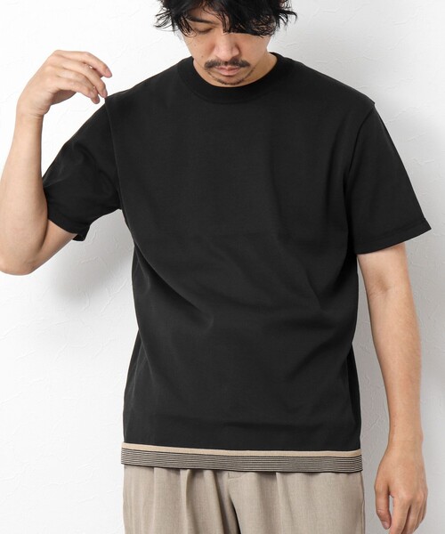 NOLLEY'S goodman（ノーリーズグッドマン）の「《吸汗性 / 通気性》マシンウォッシャブル ニットTシャツ（ニット/セーター・メンズ・イエロー/ダークネイビー/ブラック・M/L）」の2枚目の写真