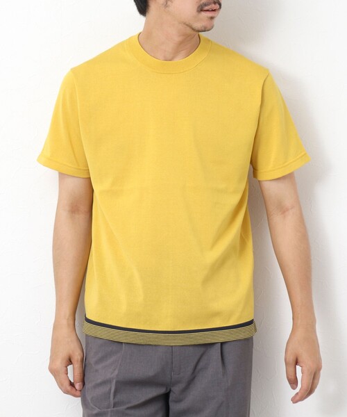 NOLLEY'S goodman（ノーリーズグッドマン）の「《吸汗性 / 通気性》マシンウォッシャブル ニットTシャツ（ニット/セーター・メンズ・イエロー/ダークネイビー/ブラック・M/L）」の4枚目の写真