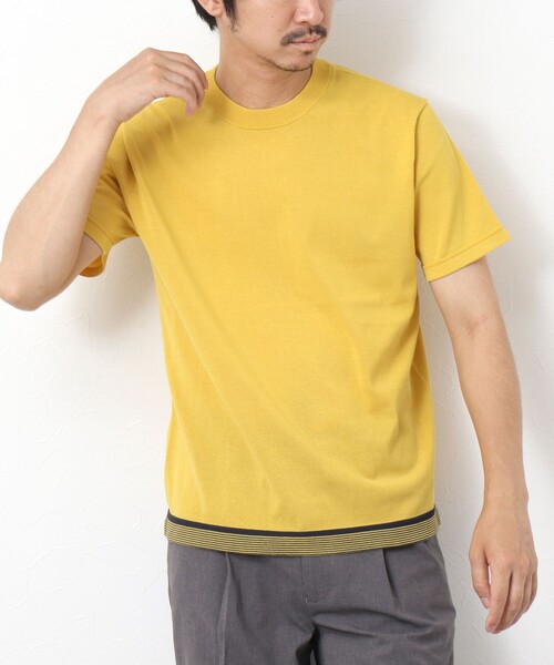 NOLLEY'S goodman（ノーリーズグッドマン）の「《吸汗性 / 通気性》マシンウォッシャブル ニットTシャツ（ニット/セーター・メンズ・イエロー/ダークネイビー/ブラック・M/L）」の5枚目の写真