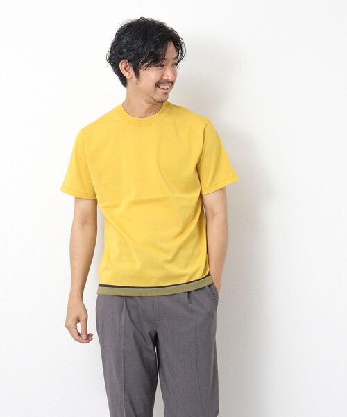 NOLLEY'S goodman（ノーリーズグッドマン）の「《吸汗性 / 通気性》マシンウォッシャブル ニットTシャツ（ニット/セーター・メンズ・イエロー/ダークネイビー/ブラック・M/L）」の7枚目の写真