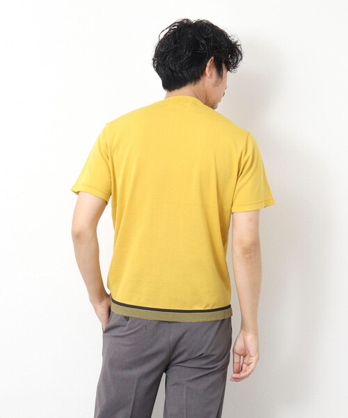 NOLLEY'S goodman（ノーリーズグッドマン）の「《吸汗性 / 通気性》マシンウォッシャブル ニットTシャツ（ニット/セーター・メンズ・イエロー/ダークネイビー/ブラック・M/L）」の8枚目の写真