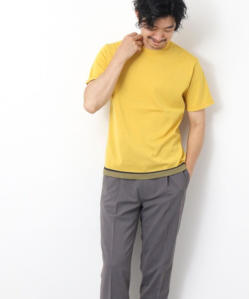 NOLLEY'S goodman（ノーリーズグッドマン）の「《吸汗性 / 通気性》マシンウォッシャブル ニットTシャツ（ニット/セーター・メンズ・イエロー/ダークネイビー/ブラック・M/L）」の9枚目の写真