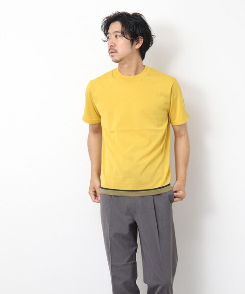NOLLEY'S goodman（ノーリーズグッドマン）の「《吸汗性 / 通気性》マシンウォッシャブル ニットTシャツ（ニット/セーター・メンズ・イエロー/ダークネイビー/ブラック・M/L）」の10枚目の写真