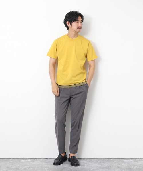 NOLLEY'S goodman（ノーリーズグッドマン）の「《吸汗性 / 通気性》マシンウォッシャブル ニットTシャツ（ニット/セーター・メンズ・イエロー/ダークネイビー/ブラック・M/L）」の11枚目の写真